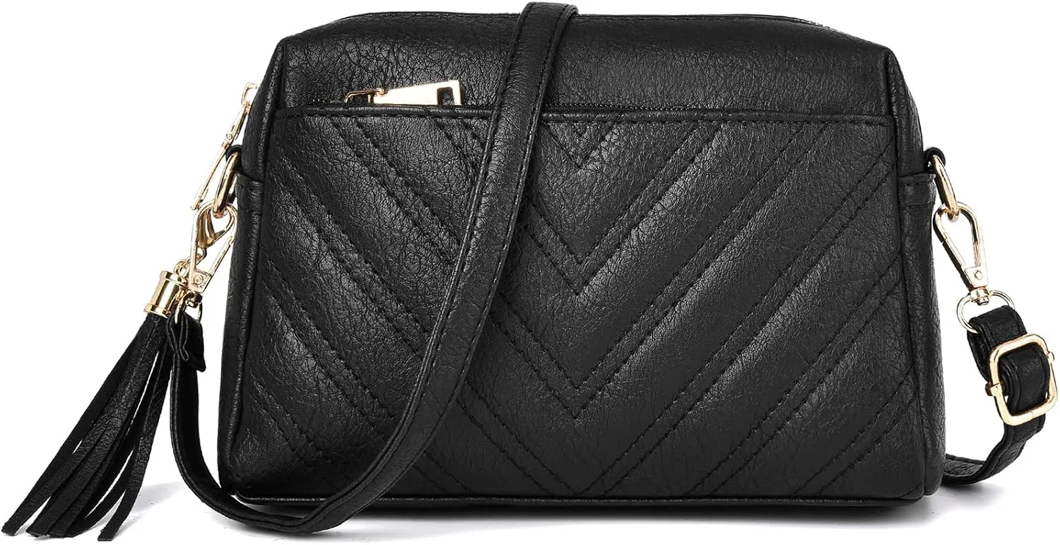 IHAYNER Cute Little Crossbody Bag for Women - Quilted Shoulder Purse for Teen Girls - Lightweight Purse With Tassel