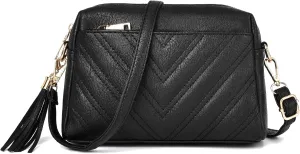 IHAYNER Cute Little Crossbody Bag for Women - Quilted Shoulder Purse for Teen Girls - Lightweight Purse With Tassel