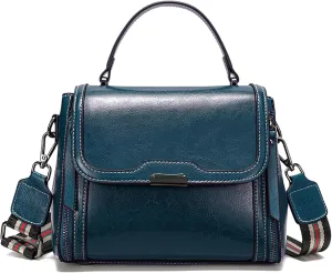 imeetu Oil Wax Leather Handbags for Women, Crossbody Bag Removable Shoulder Strap