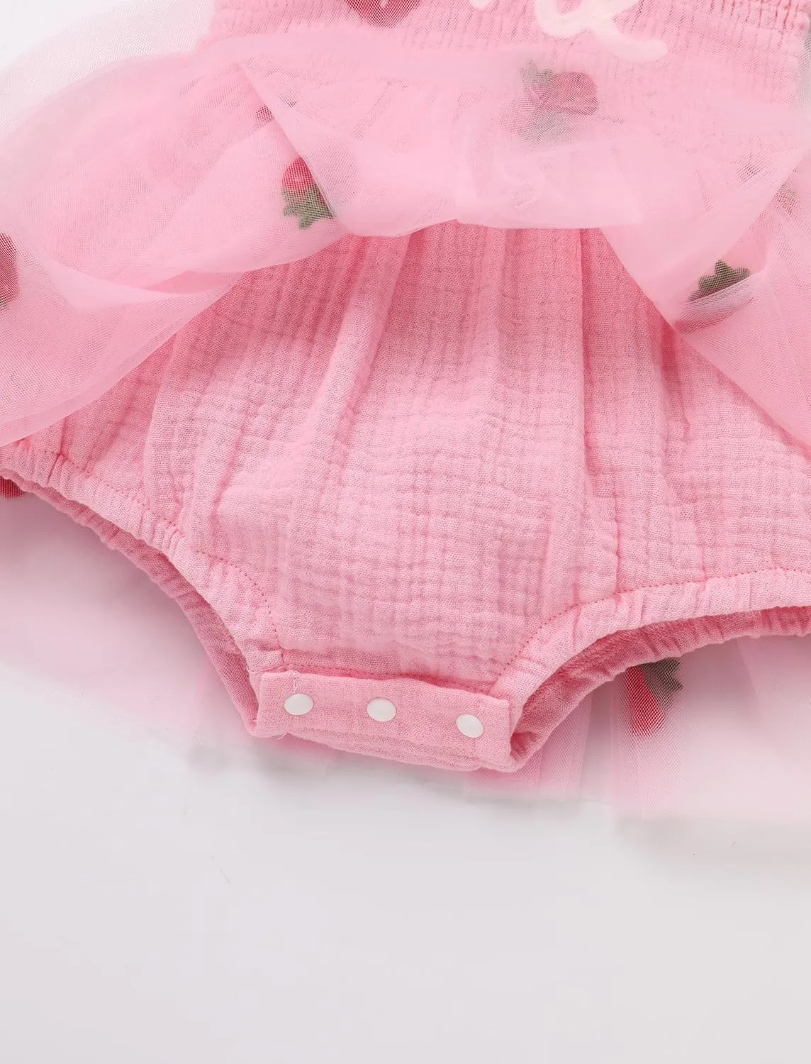 IMEKIS Baby Girl Strawberry One Birthday Outfit Boho Romper Tulle Dress Headband Summer Cake Smash Photo Shoot