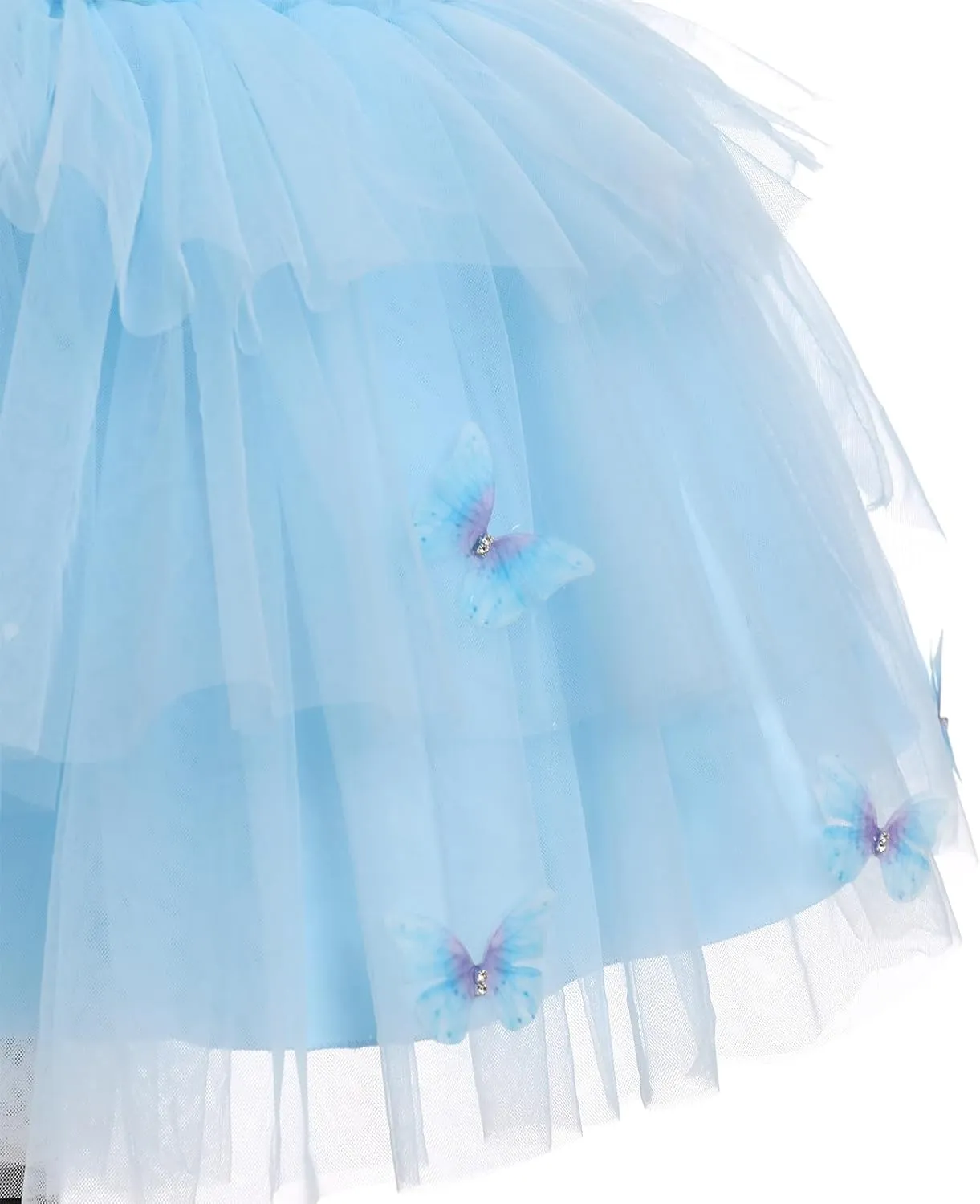 IMEKIS Toddler Girls Butterfly Birthday Dress Rainbow Tulle Formal Wedding Party Ruffle Tutu Dresses Photo Shoot