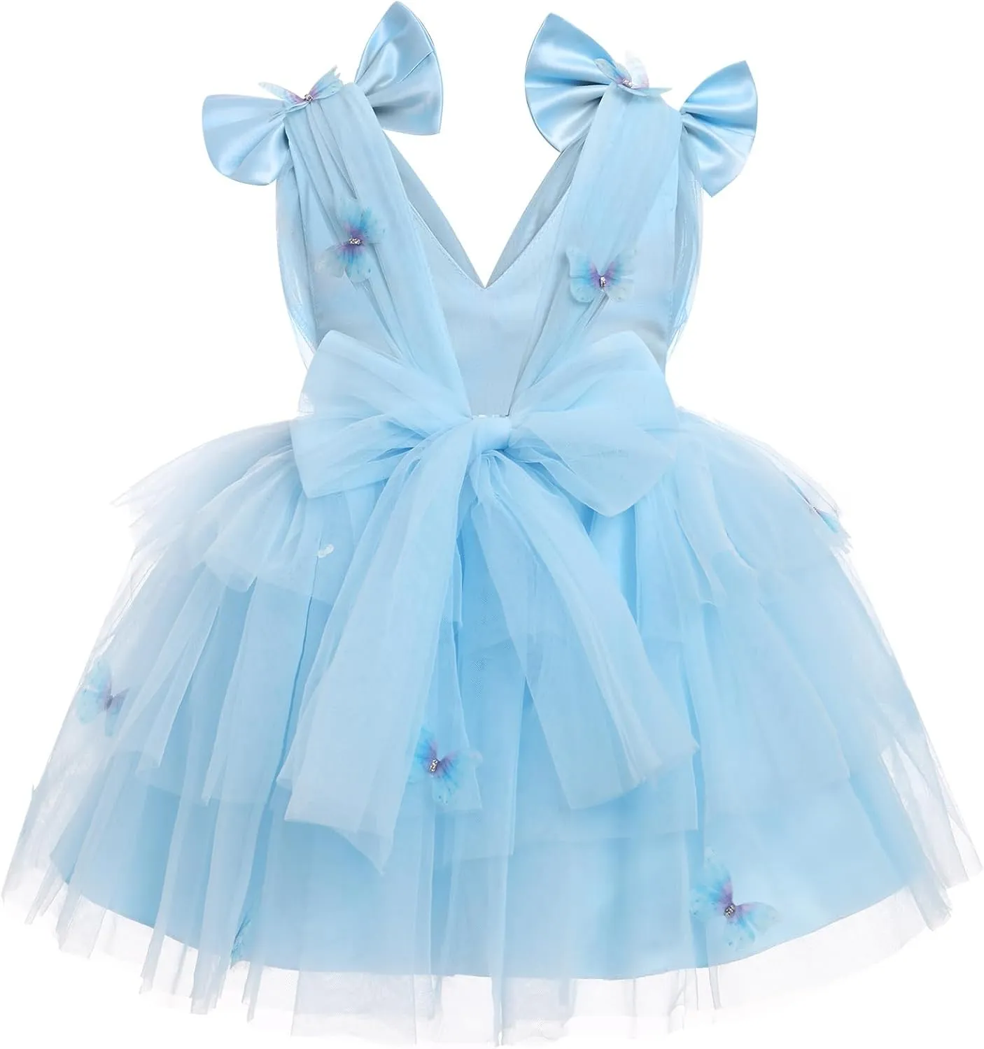 IMEKIS Toddler Girls Butterfly Birthday Dress Rainbow Tulle Formal Wedding Party Ruffle Tutu Dresses Photo Shoot