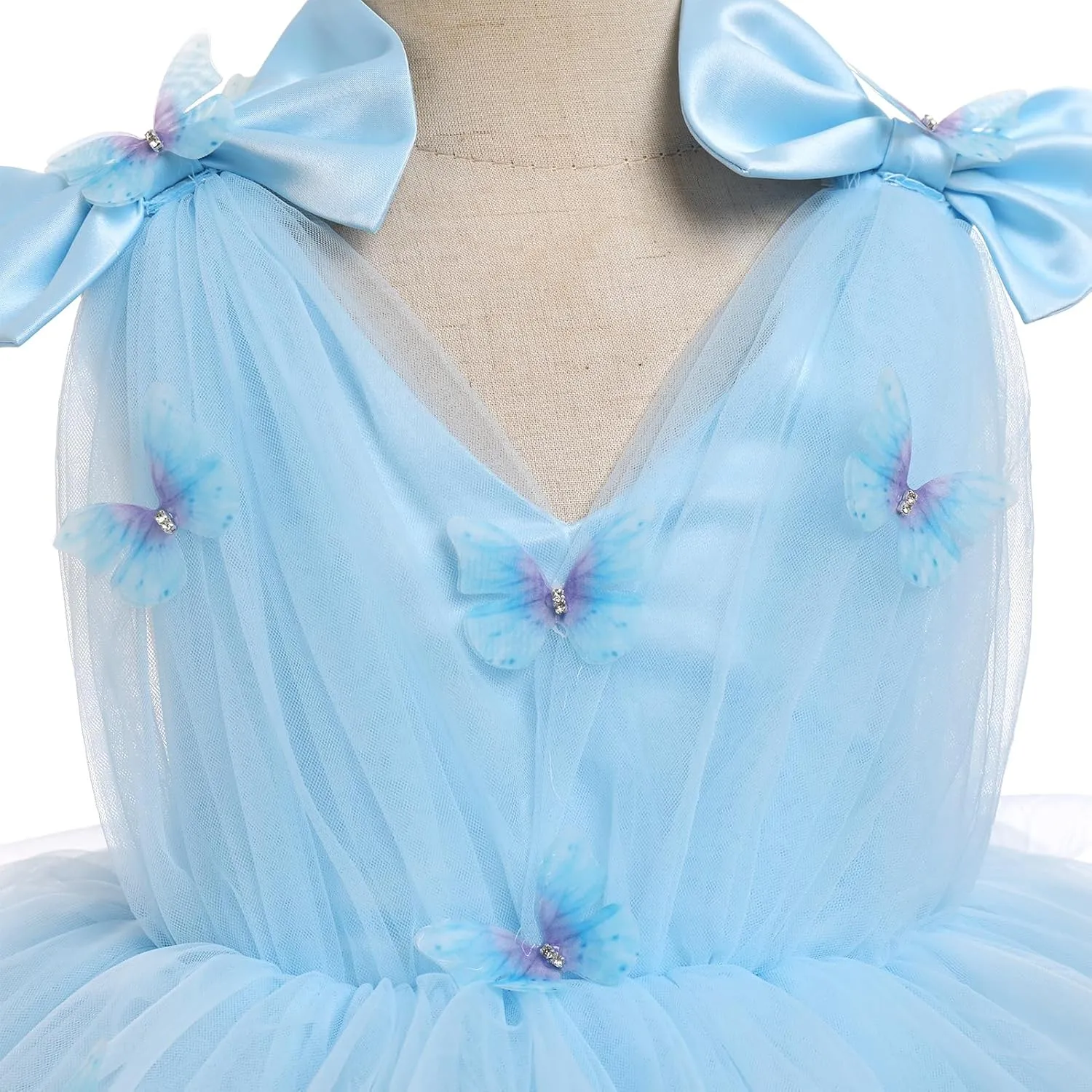 IMEKIS Toddler Girls Butterfly Birthday Dress Rainbow Tulle Formal Wedding Party Ruffle Tutu Dresses Photo Shoot
