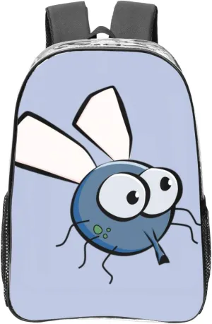 Insect Wings Eyes Cartoon Print LargeTransparent Backpack Functional Clear PVC Bag Suitable Stadium Events Travel