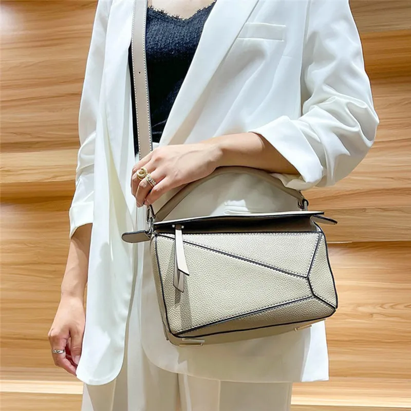 Inspired Puzzle Bag Vegan Leather Shoulder Bag for Woman