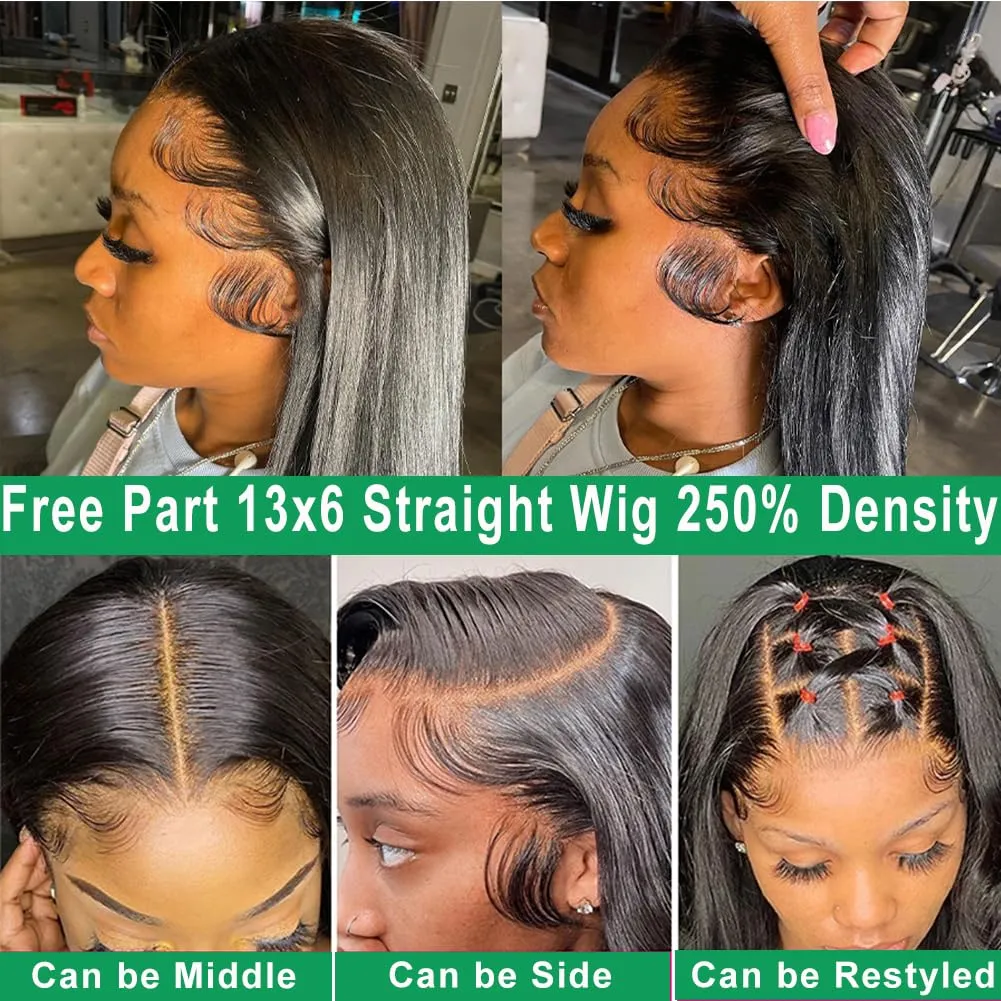 ITODAY 13x6 HD Lace Front Wigs Human Hair Pre Plucked 30 Inch Straight Glueless Wigs for Women Human Hair 13x6 Frontal Lace Wig 200% Density (30 Inch,13x6 Straight Wig)