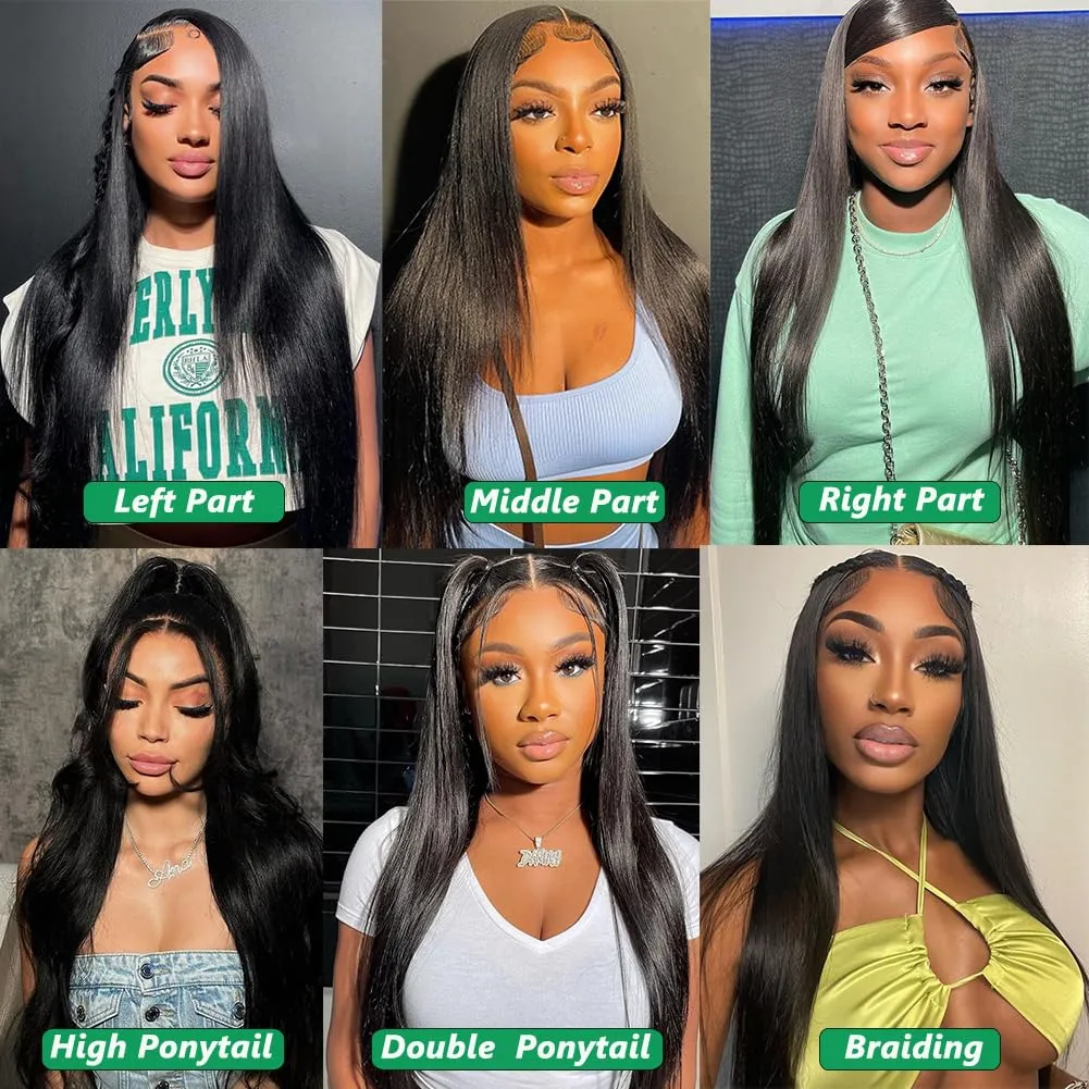 ITODAY 13x6 HD Lace Front Wigs Human Hair Pre Plucked 30 Inch Straight Glueless Wigs for Women Human Hair 13x6 Frontal Lace Wig 200% Density (30 Inch,13x6 Straight Wig)
