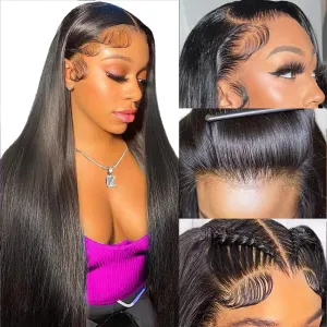 ITODAY 13x6 HD Lace Front Wigs Human Hair Pre Plucked 30 Inch Straight Glueless Wigs for Women Human Hair 13x6 Frontal Lace Wig 200% Density (30 Inch,13x6 Straight Wig)