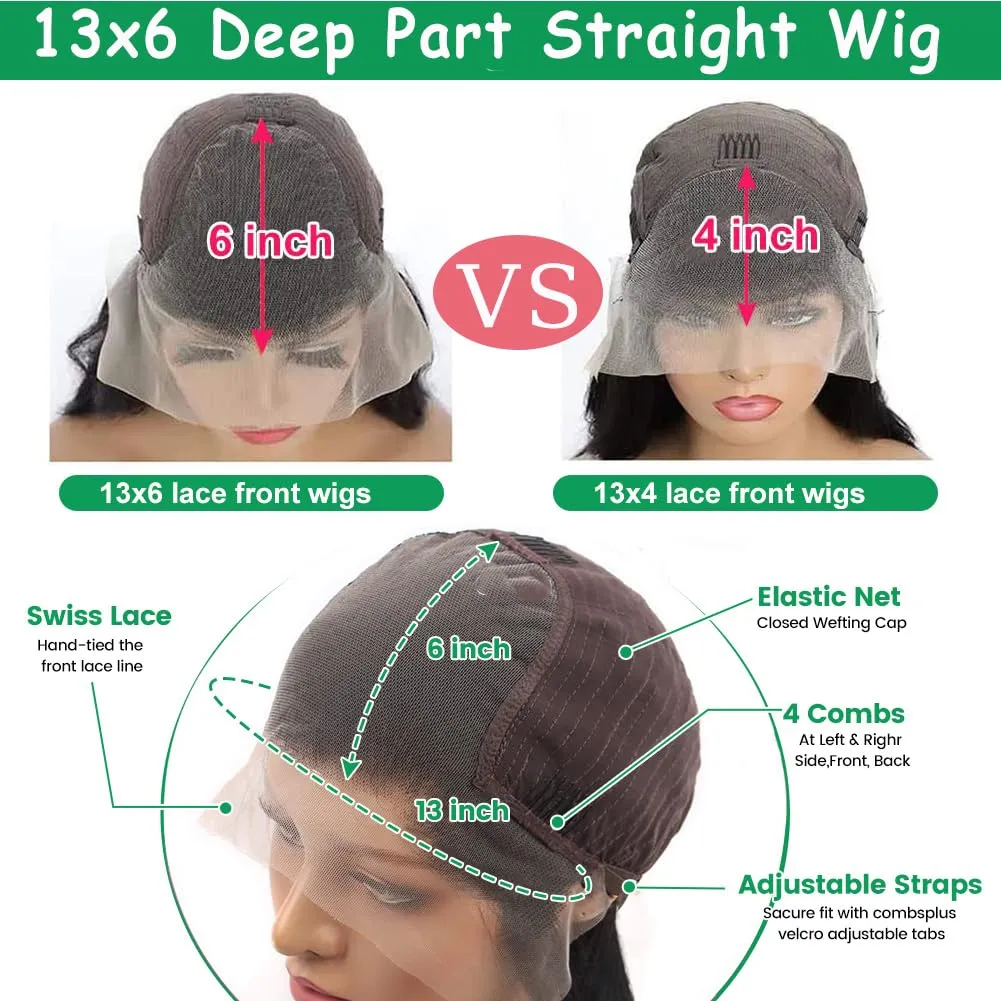 ITODAY 13x6 HD Lace Front Wigs Human Hair Pre Plucked 30 Inch Straight Glueless Wigs for Women Human Hair 13x6 Frontal Lace Wig 200% Density (30 Inch,13x6 Straight Wig)
