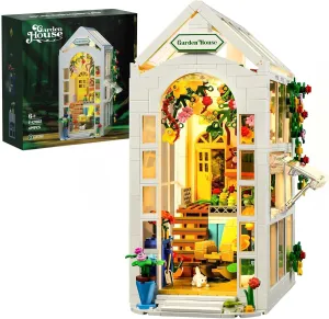 IVVTNHZ Flower House Building Set with LED Lights, Garden House Building Toy, Greenhouse Model Gift for Girls Friend and Women, Book Nook Kit DIY Decoration (699 Pieces)