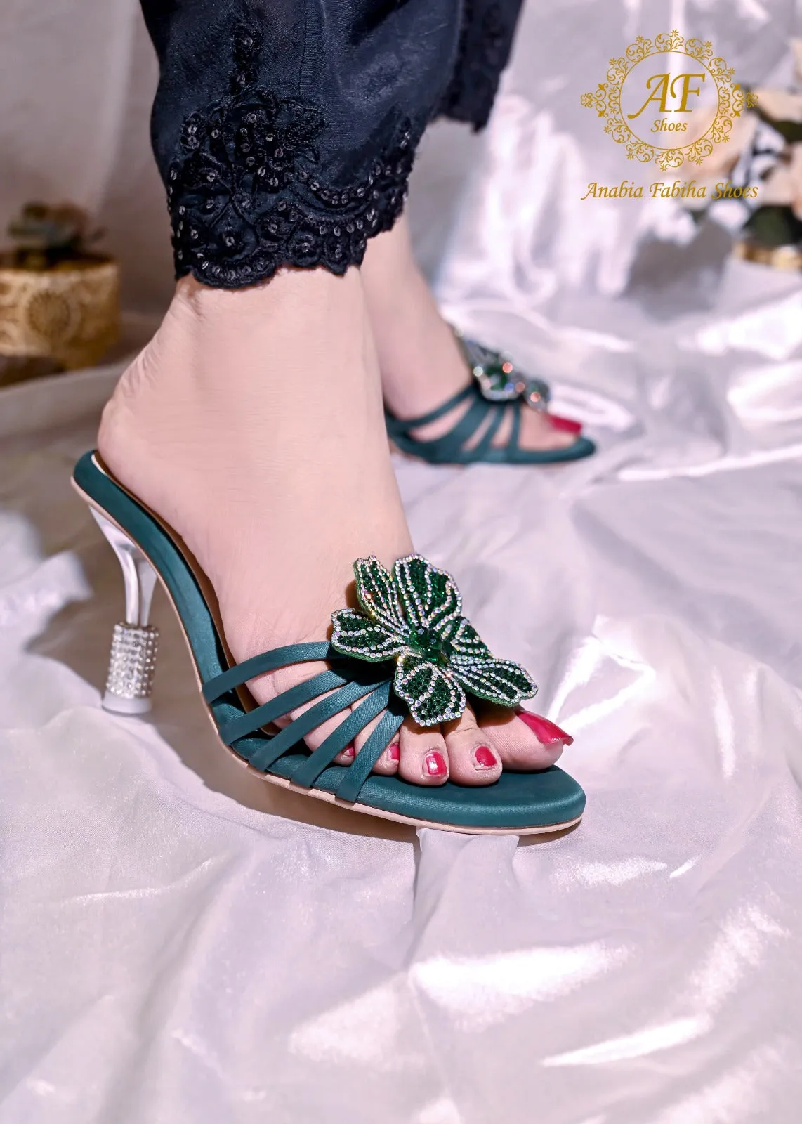Jade Heels Bottle Green