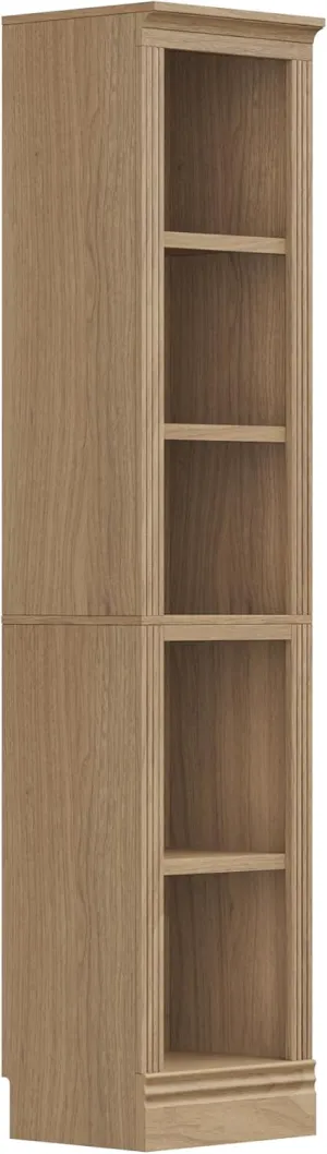 JAHRSTIM Halston Narrow Bookcase, Adjustable Storage Open Display Shelving Unit for Home and Office Space, 15.75”L x 13.78”W x 72.8”H, Oak