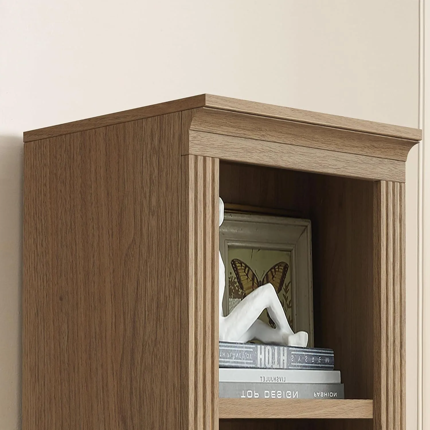 JAHRSTIM Halston Narrow Bookcase, Adjustable Storage Open Display Shelving Unit for Home and Office Space, 15.75”L x 13.78”W x 72.8”H, Oak