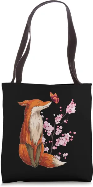 Japanese Fox Cherry blossom Flower sakura trees Kawaii Tote Bag