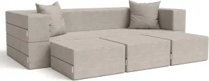 Jaxx Zipline Convertible Sleeper Sofa & Three Ottomans/California King-Size Bed, Dove Grey