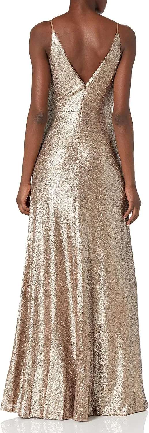 Jenny Yoo Women's Celia Modern Spaghetti Strap Sequin Tulle Dress
