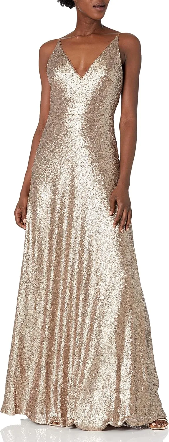 Jenny Yoo Women's Celia Modern Spaghetti Strap Sequin Tulle Dress