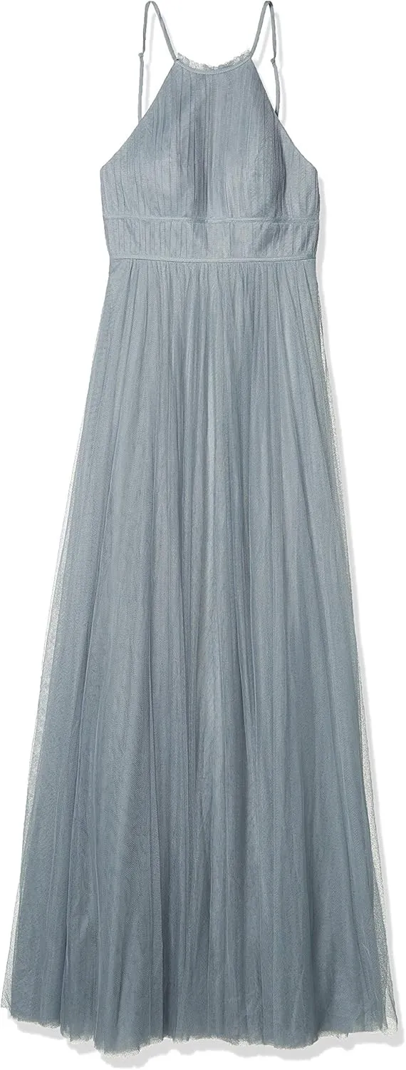 Jenny Yoo Women's Helena High Neckline Tulle Long Gown