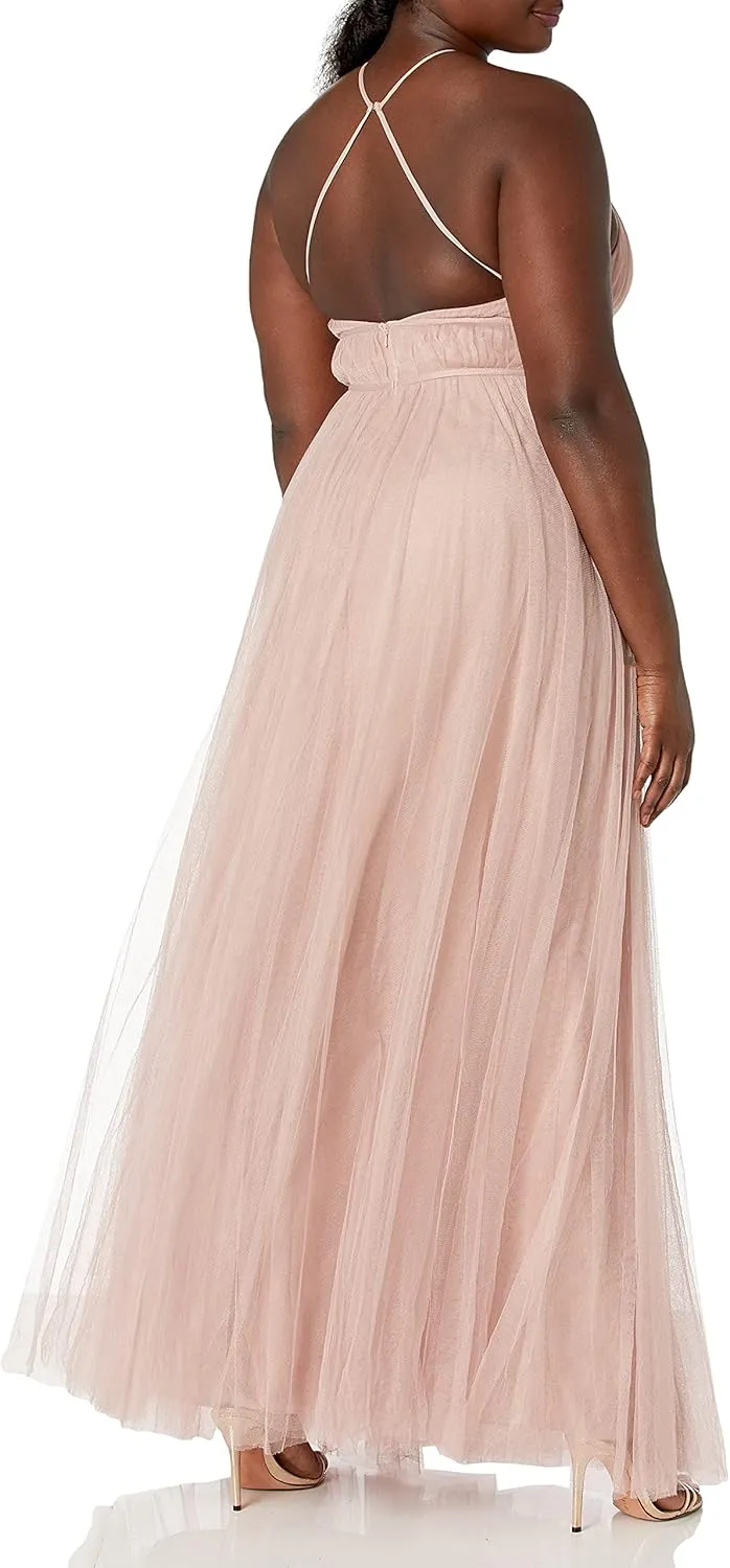 Jenny Yoo Women's Helena High Neckline Tulle Long Gown