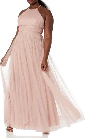 Jenny Yoo Women's Helena High Neckline Tulle Long Gown