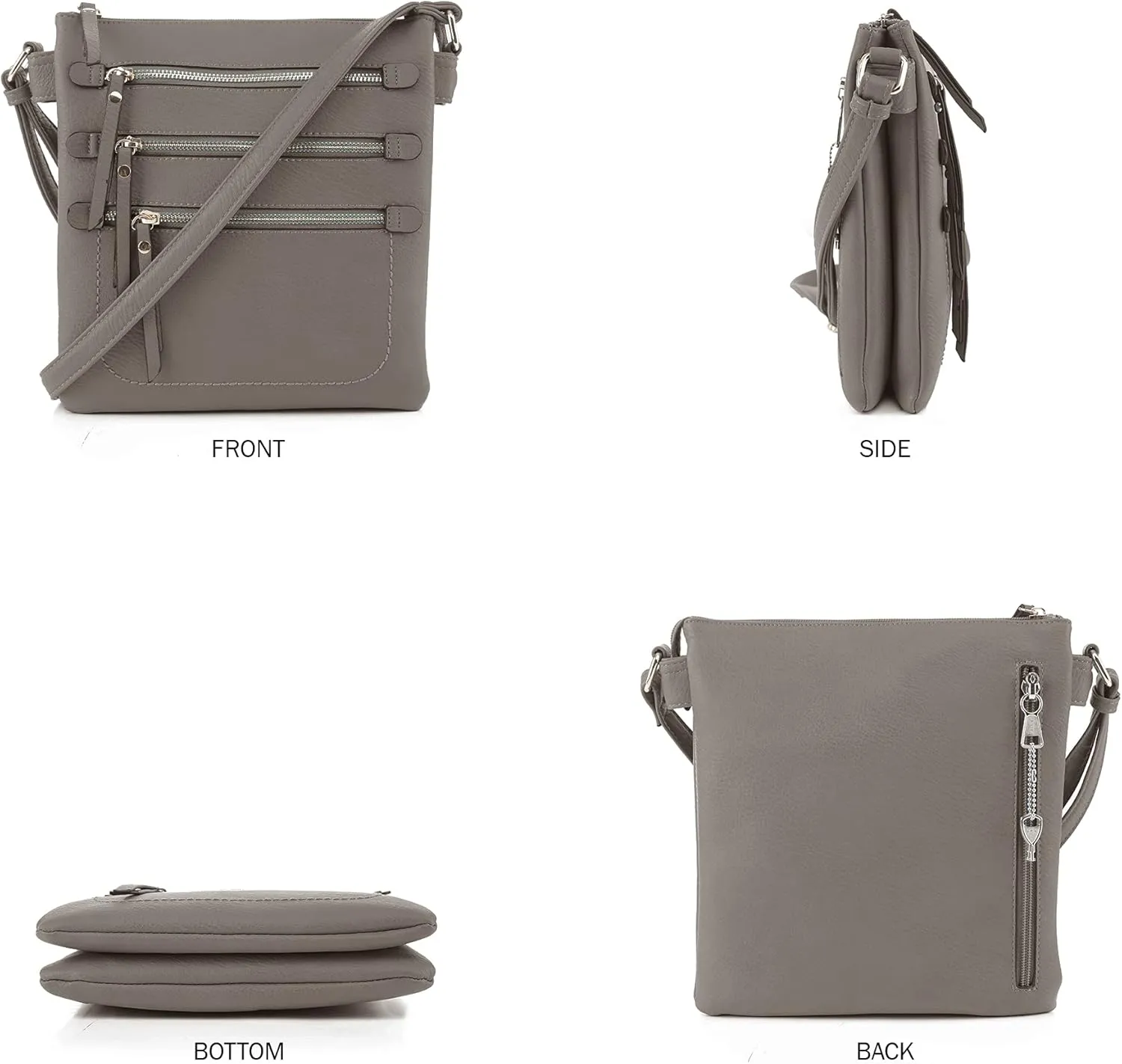 JESSIE & JAMES Double Compartment Multi-Zipper Triple Zip Pockets Concealed Carry Crossbody Bag with Lock and Key
