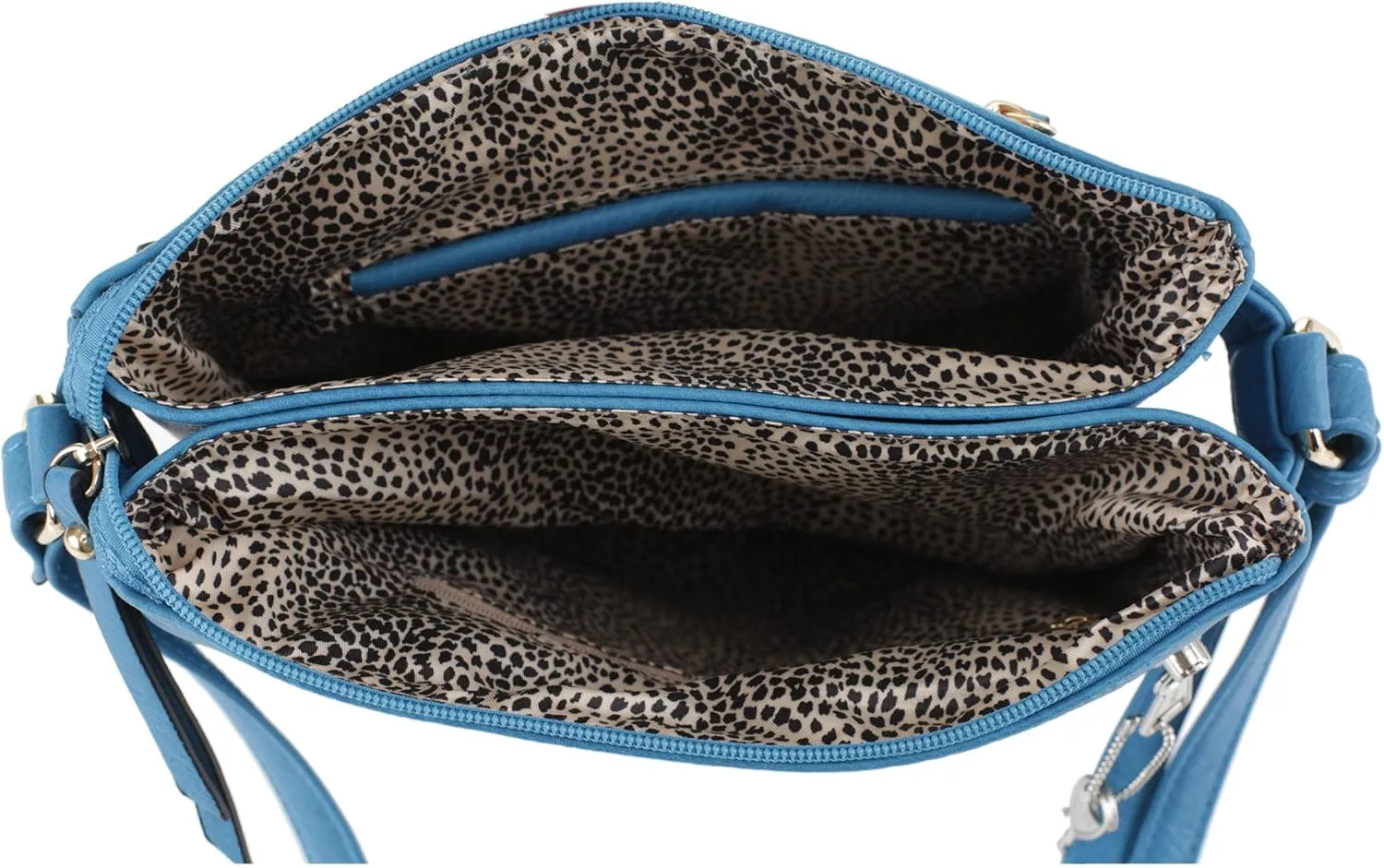 JESSIE & JAMES Double Compartment Multi-Zipper Triple Zip Pockets Concealed Carry Crossbody Bag with Lock and Key