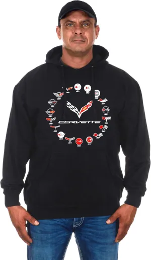 JH DESIGN GROUP Men’s Chevy Corvette Hoodies Pullover & Zip Up Sweatshirts in 6 Styles