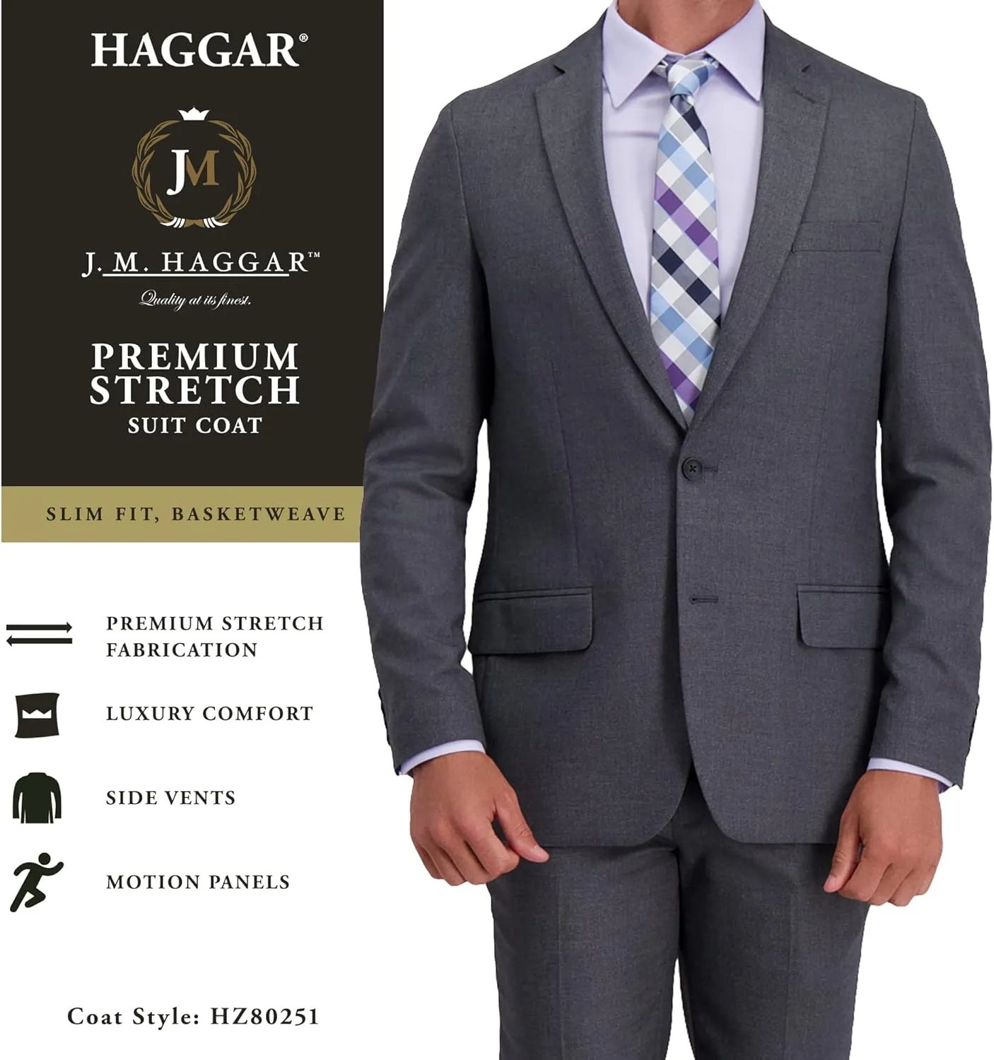 J.M. Haggar Men's Premium Stretch Classic Fit Suit Separate Coat (Regular and Big & Tall Sizes)