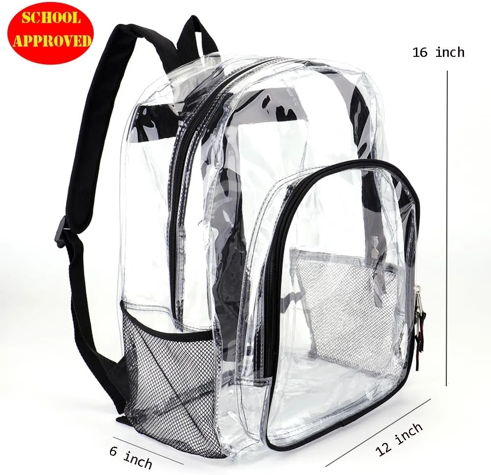 JOMPARO 24 Pack Clear Backpack Heavy Duty PVC Clear Bookbag Transparent See Through Backpacks for School, Girls, Boys, Kids