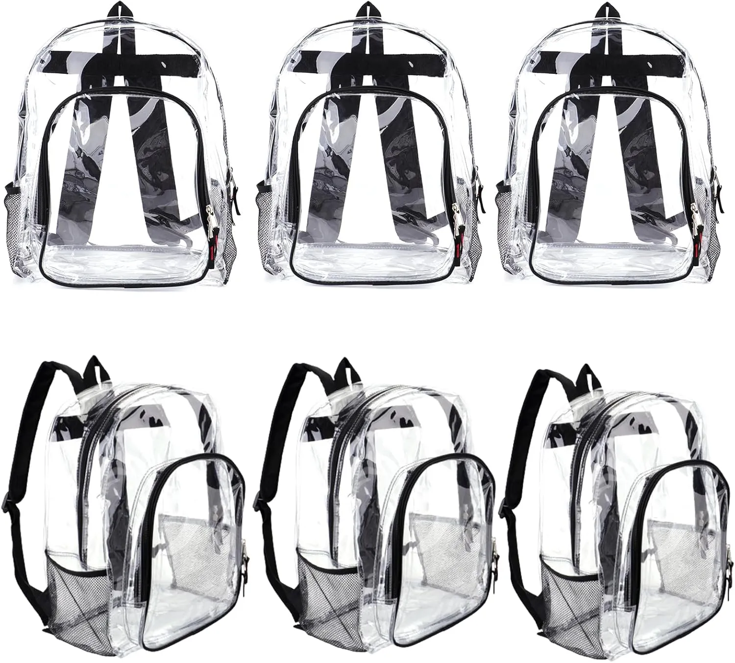 JOMPARO 24 Pack Clear Backpack Heavy Duty PVC Clear Bookbag Transparent See Through Backpacks for School, Girls, Boys, Kids