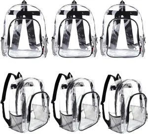 JOMPARO 24 Pack Clear Backpack Heavy Duty PVC Clear Bookbag Transparent See Through Backpacks for School, Girls, Boys, Kids