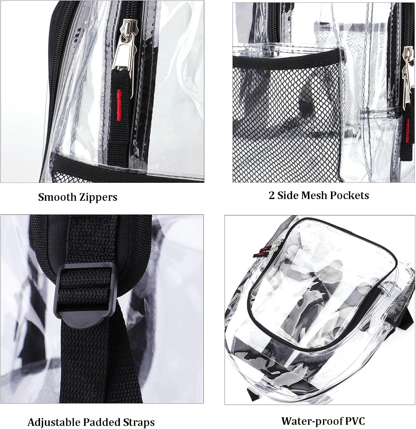 JOMPARO 24 Pack Clear Backpack Heavy Duty PVC Clear Bookbag Transparent See Through Backpacks for School, Girls, Boys, Kids