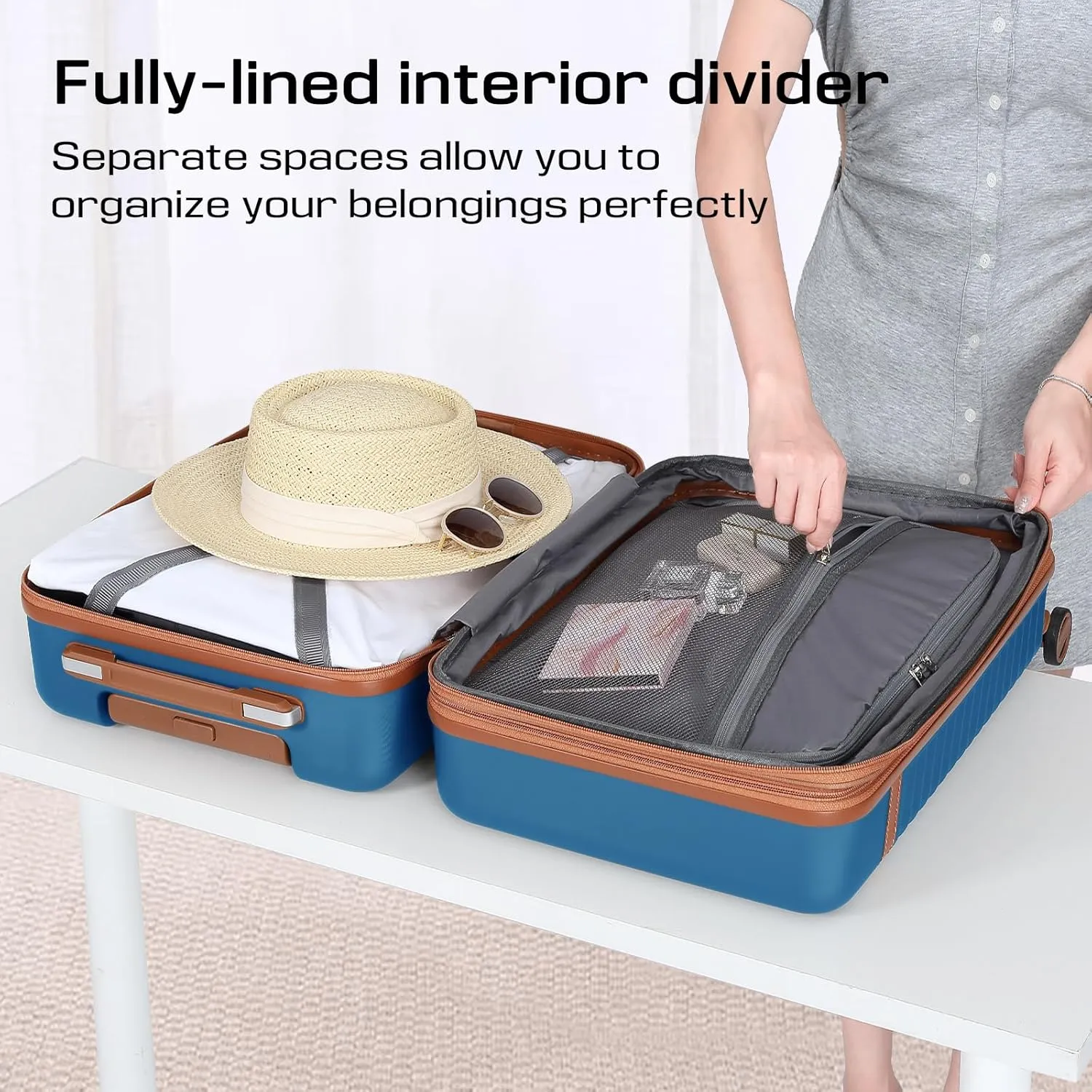 Joyway 28 Inch Checked Large Luggage with Spinner Wheels, Hardside ABS Suitcase with TSA Lock, Rolling Travel for Men Women