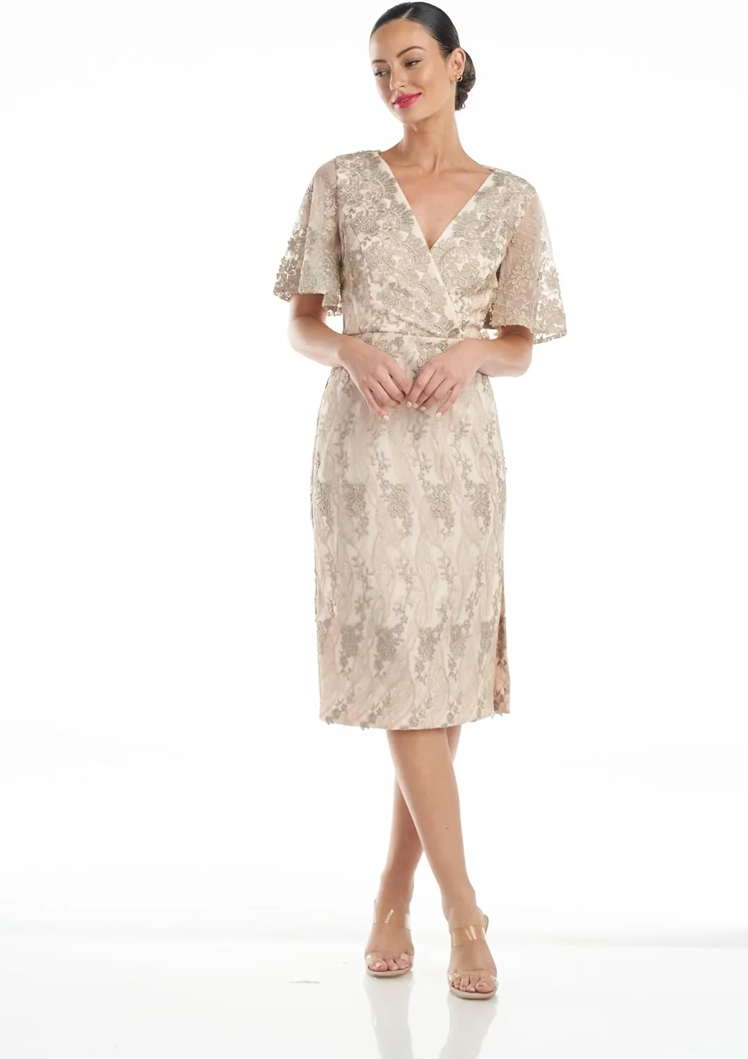 JS Collections Women's Norma V-Neck Cocktail Dress