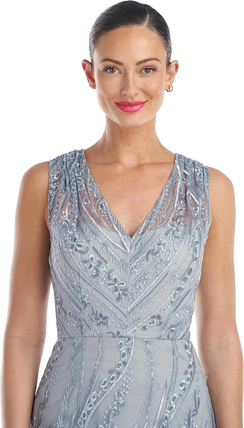JS Collections Women's Rosalynn V-Neck Column Gown