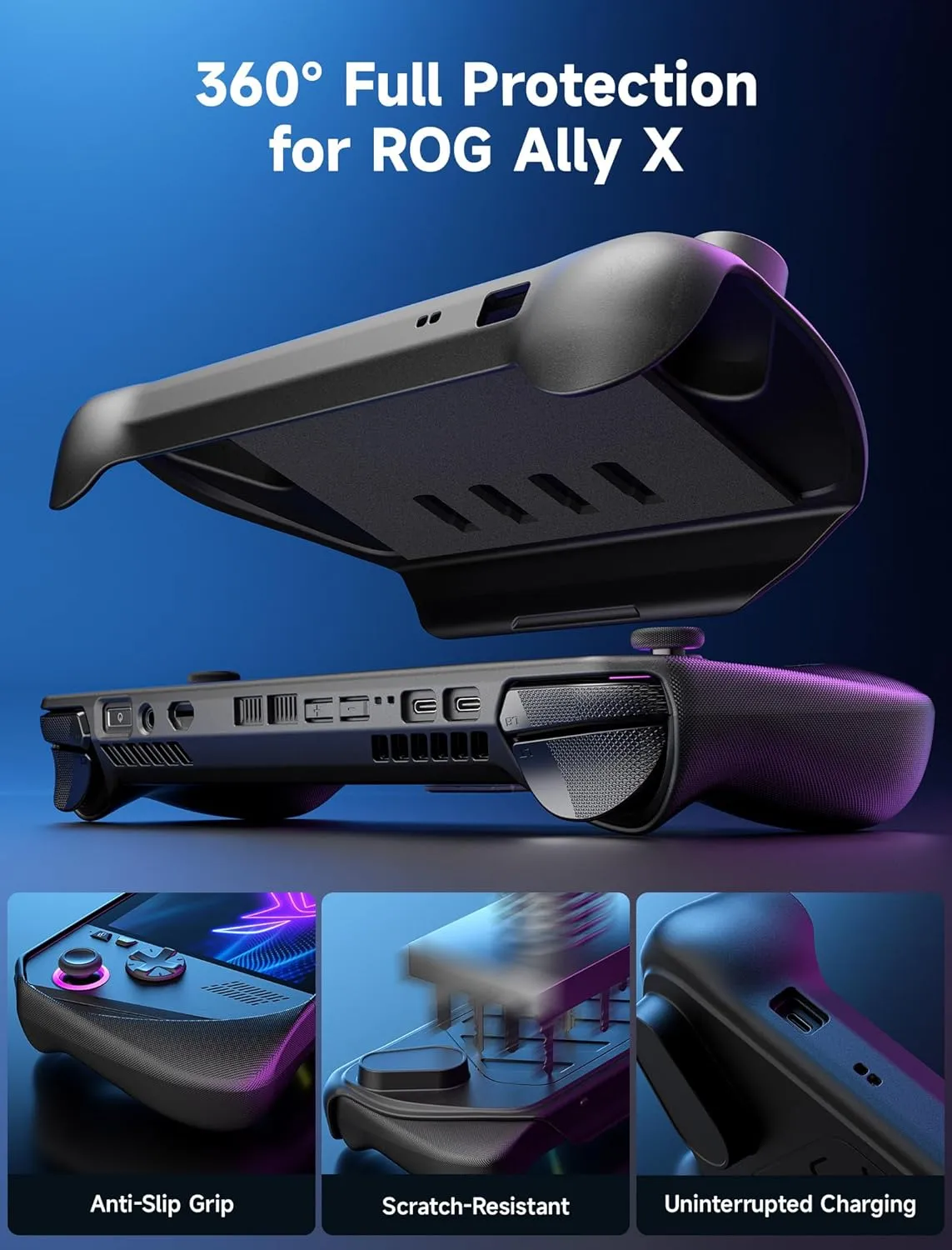 JSAUX PC0111 ModCase Compatible with ASUS ROG Ally X (2024), ROG Ally X Case with Detachable Front Shell, Include Protective Case, Face Cover, Metal Bracket and Strap - Basic Set