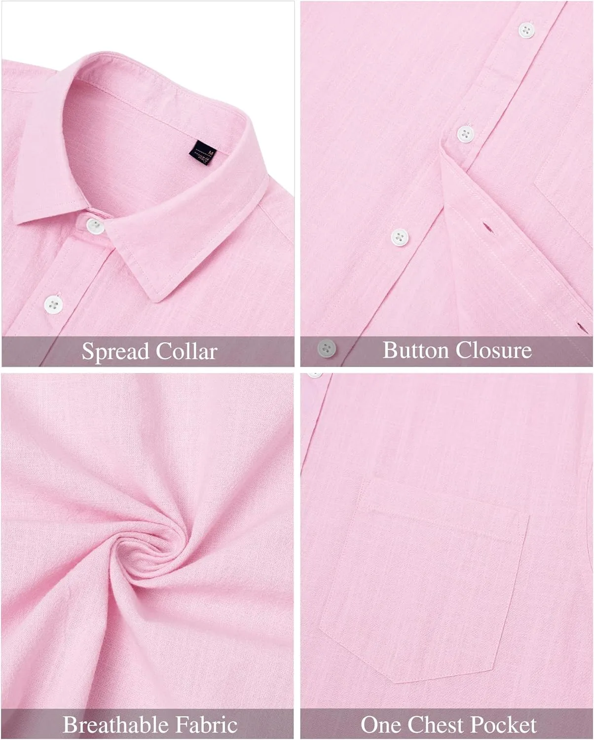 J.VER Men's Cotton Linen Short Sleeve Shirts Casual Lightweight Button Down Shirts Vacation Beach Summer Tops with Pocket