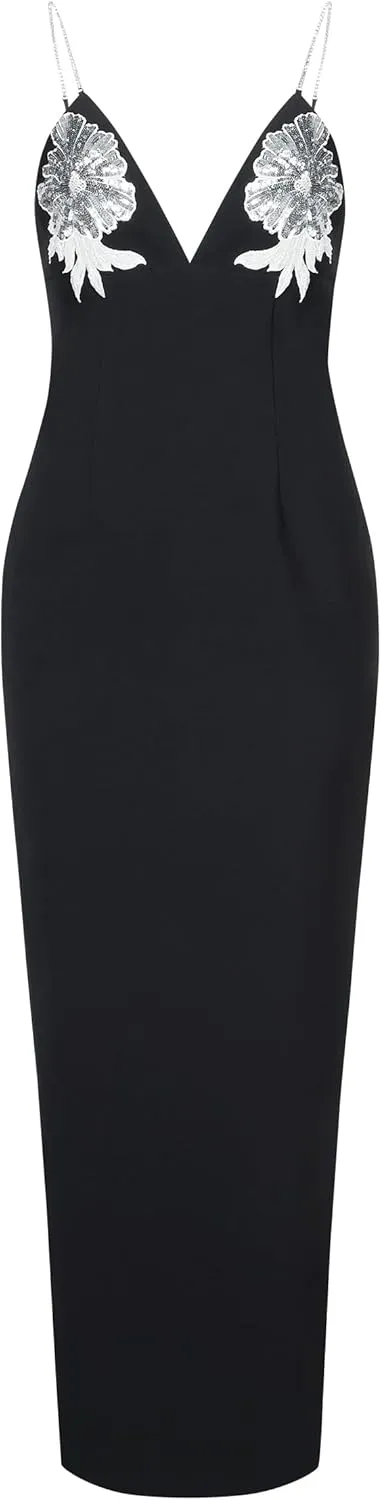 JW PEI Women's Ayliua Sweetheart-Neckline Rhinestones Embellished Long Dress