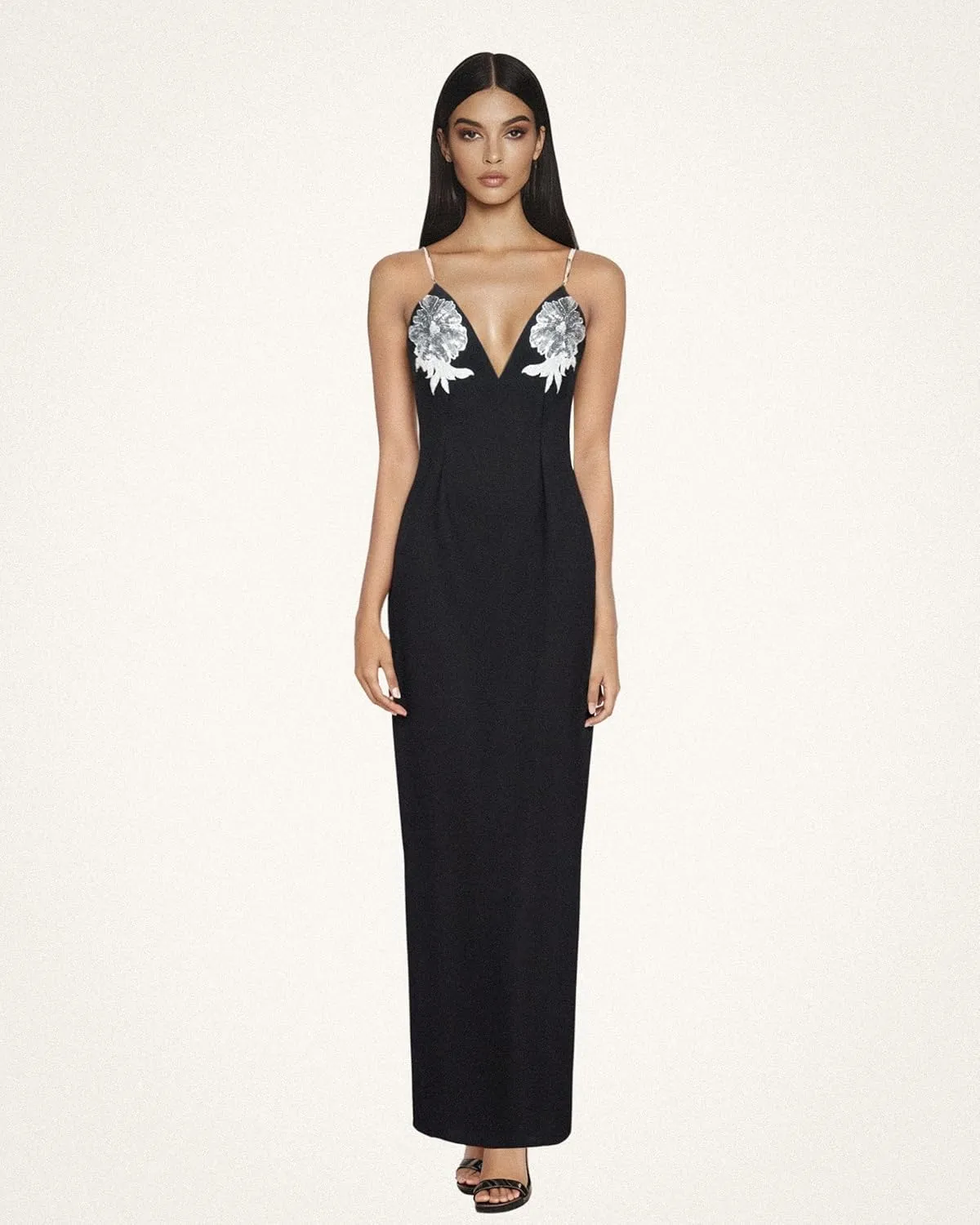 JW PEI Women's Ayliua Sweetheart-Neckline Rhinestones Embellished Long Dress