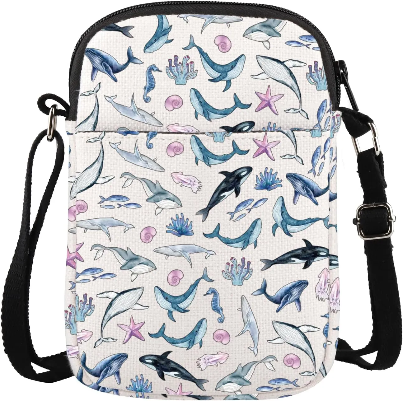 JXGZSO Whale Crossbody Bag Sea Marine Life Shoulder Bag Ocean Animals Lovers Gift Biologist Gift