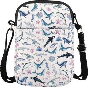JXGZSO Whale Crossbody Bag Sea Marine Life Shoulder Bag Ocean Animals Lovers Gift Biologist Gift