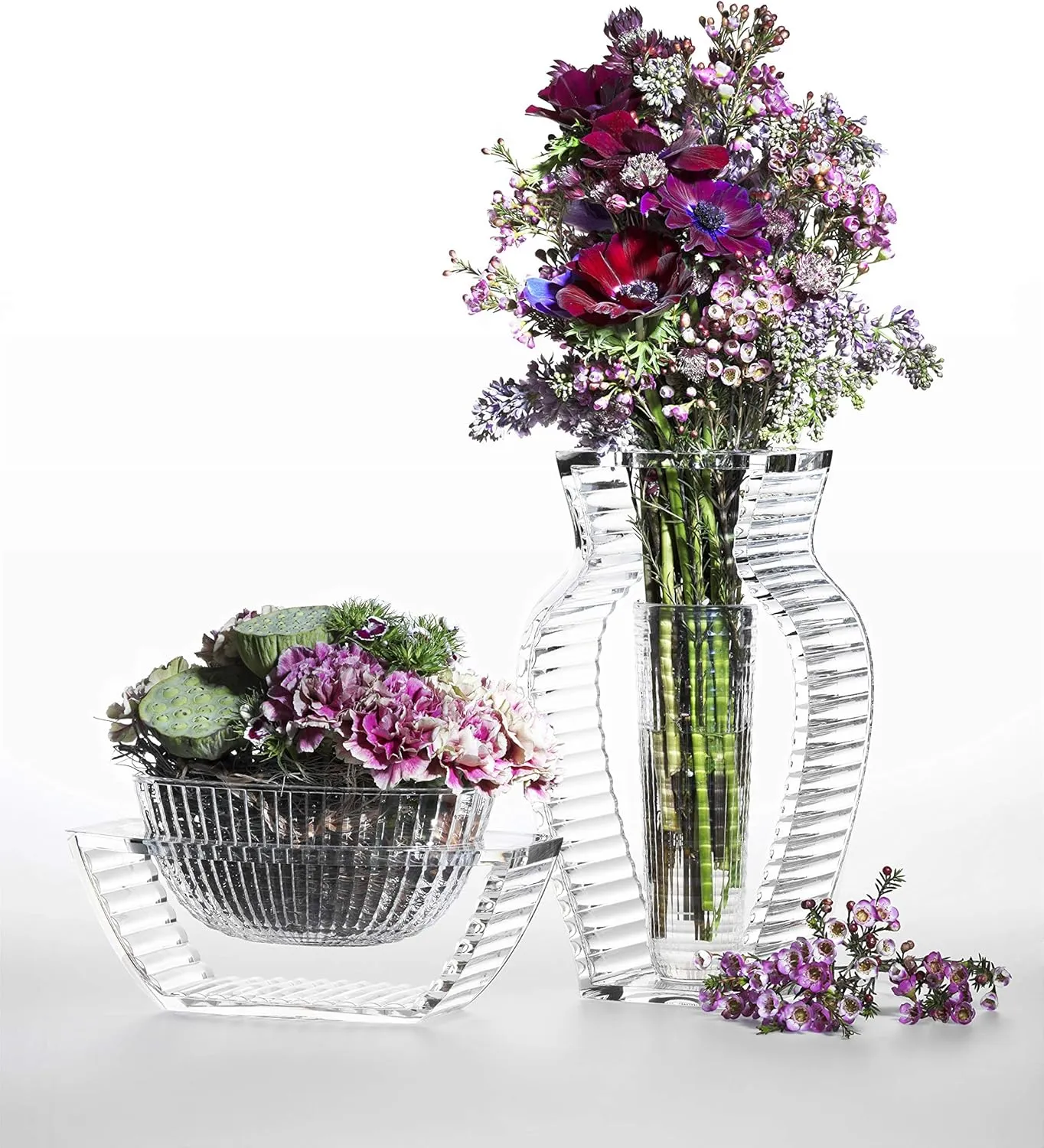 Kartell 1218/V9 I Shine, U Shine Vase by Eugeni Quitllet, Pack of 1, Transparent Smoke