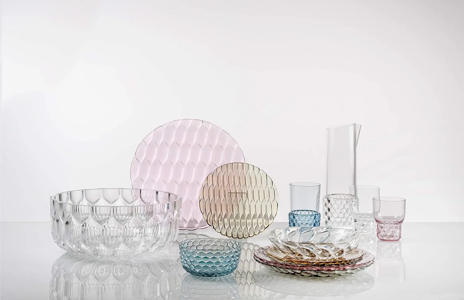 Kartell Jellies Family Bowl by Patricia Urquiola, Pack of 1, Transparent Pink