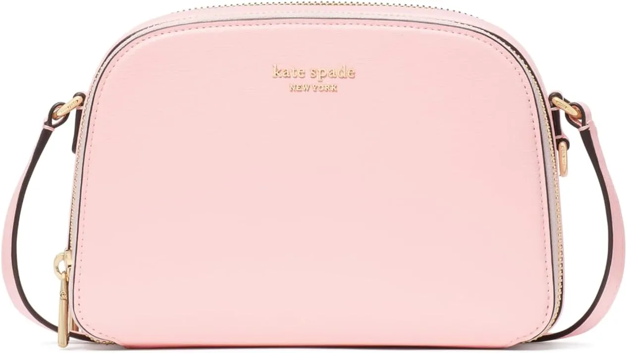 kate spade new york Devin Saffiano Leather Double Zip Dome Crossbody, Pastry Pink