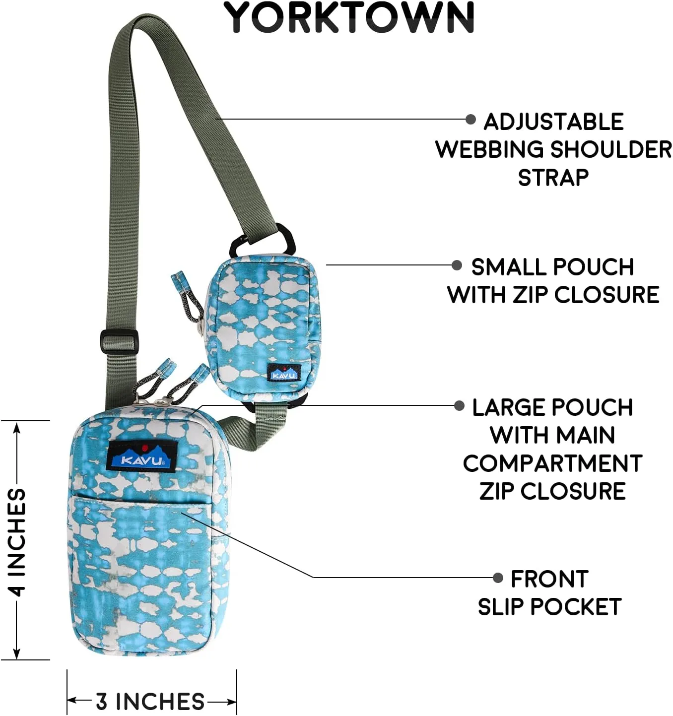KAVU Yorktown 2 N 1 Crossbody Pack Modular Lightweight Bag