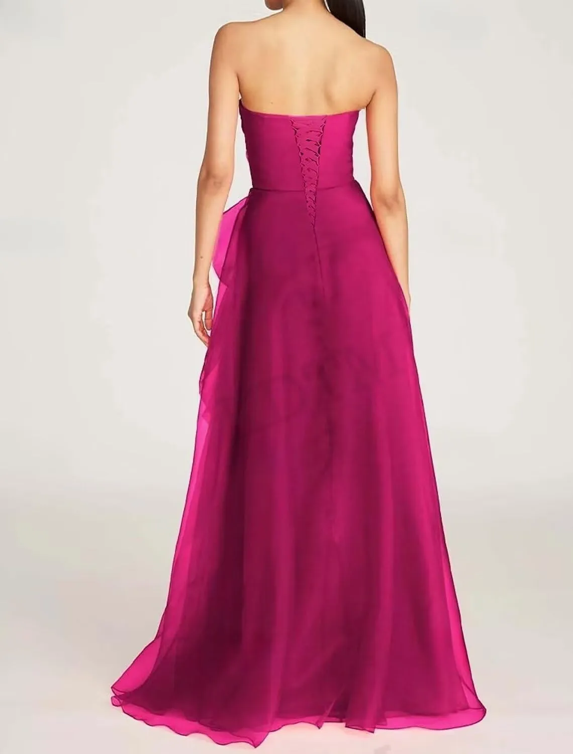 KDTM Strapless Prom Dresses for Women 2025 Puffy Ball Gowns Long Tulle Ruffles Formal Dress with Slit