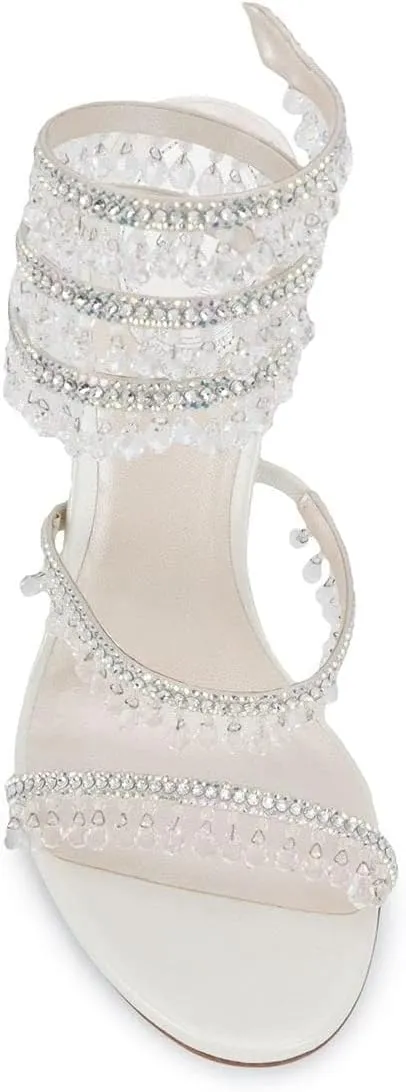 keleimusi Women's Rhinestone Chandelier Embellished Strappy High Heel Sandals 4-inch