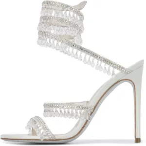 keleimusi Women's Rhinestone Chandelier Embellished Strappy High Heel Sandals 4-inch