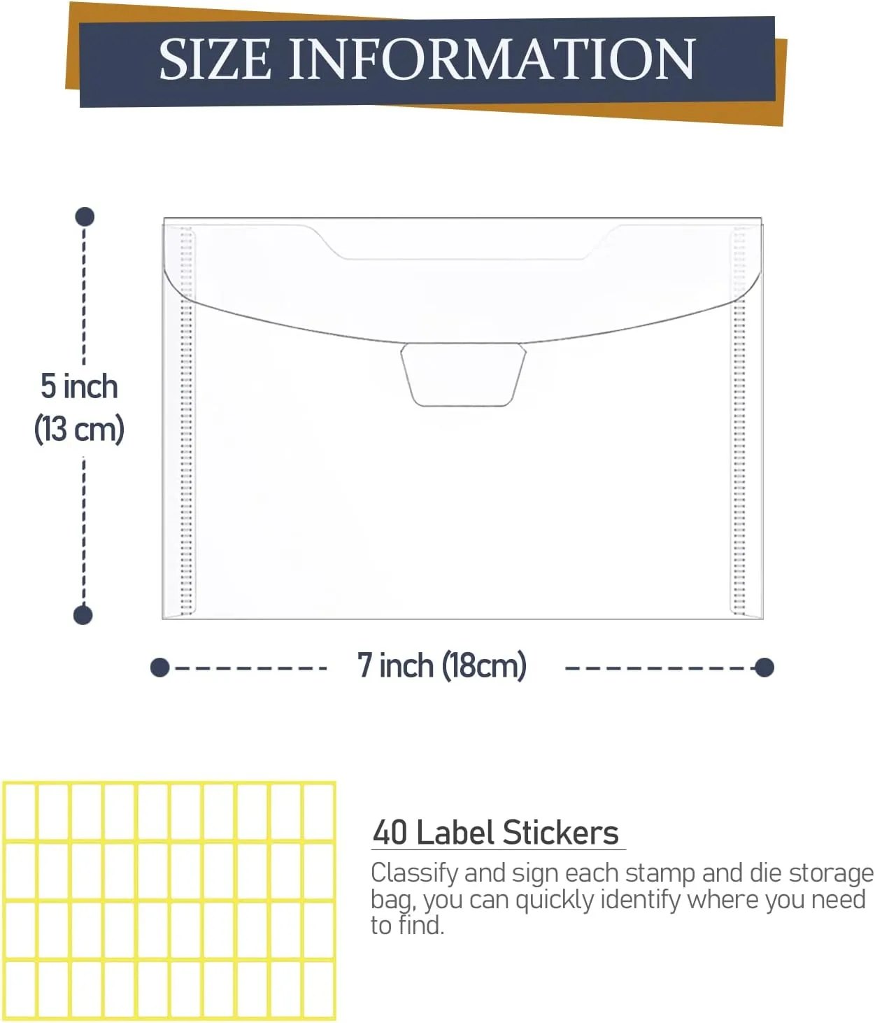 KELIFANG 30 Pieces Clear Stamp and Die Storage Bag, 7"x5" Scrapbooking Storage Die Cuts Pockets for DIY Card Making, Resealable Plastic Envelopes for Cutting Dies Stencil Embossing Crafts