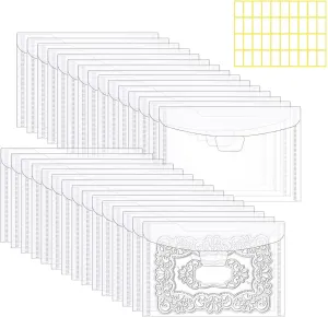 KELIFANG 30 Pieces Clear Stamp and Die Storage Bag, 7"x5" Scrapbooking Storage Die Cuts Pockets for DIY Card Making, Resealable Plastic Envelopes for Cutting Dies Stencil Embossing Crafts